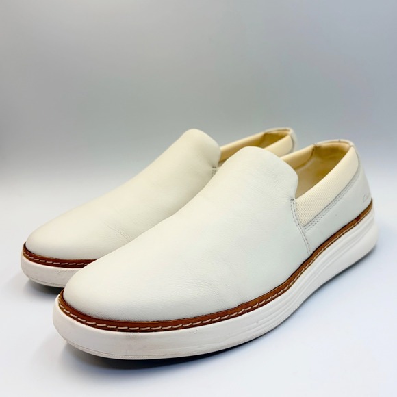 Clarks Shoes - Clarks Kerris Stride White Leather Slip On Sneakers Womens Sz 9 Comfort Loafers